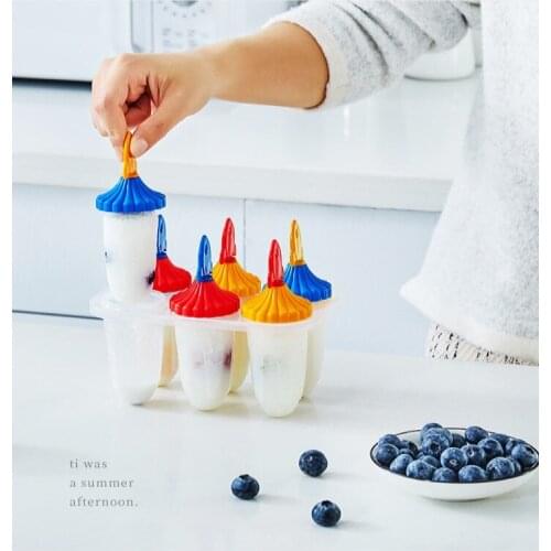 New Ice Cream Mold DIY Homemade Popsicle Molds Freezer Juice 6 Cell Big Size Ice Cube Tray Popsicle Barrel Maker Mould Kitchen