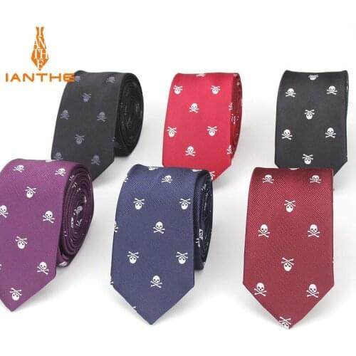 Brand New Mens Casual Slim Skull Ties For Men Classic Polyester Neckties Fashion Man Tie for Wedding Party Male tie Neckwear