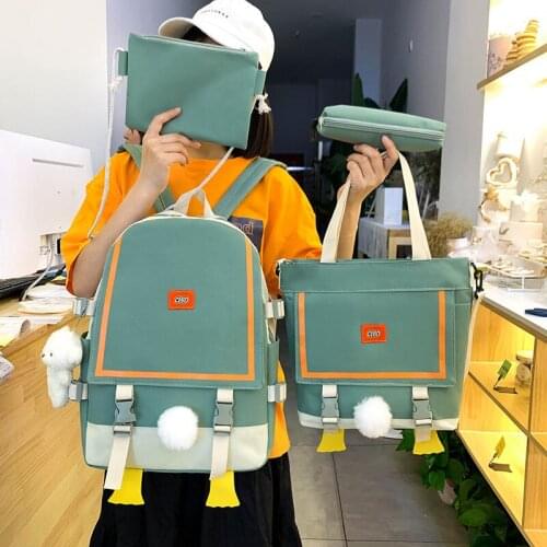 Solid Color School Bags for Teenager Girl Student School Backpack Harajuku Women Backpacks Fashion Lady Backpack Nylon Schoolbag