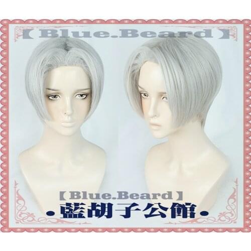 Game HadesThanatos Cosplay Wig Cosplay Short silver Wig Heat Resistant Synthetic Hair Wigs+ Free Wig Cap