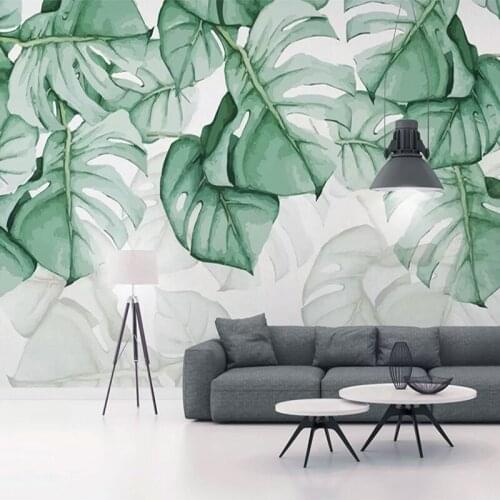 Custom Photo Wallpaper 3D Hand Painted Canvas Oil Painting Tropical Plants Green Leaf Living Room Bedroom Home Decor Wall Mural