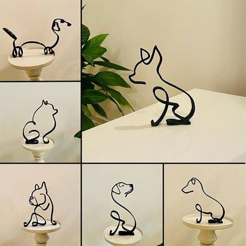 Simple Creative Dog Figure Ornaments Animal Minimalist Art Sculpture Personalized Gift Metal Decoration Home decor Statue crafts