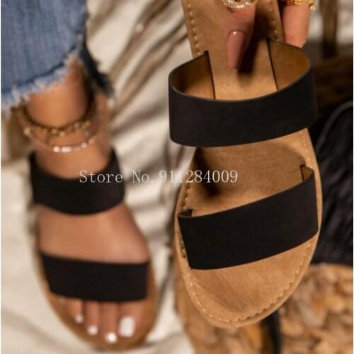 Summer Women Sandals Wholesale Solid Flat Heel Rubber Sole Peep Toe Beach Outdoor Casual Sexy Female Slides Ladies Shoes