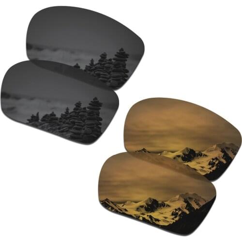 SmartVLT 2 Pairs Polarized Sunglasses Replacement Lenses for Oakley Triggerman Stealth Black and Bronze Gold