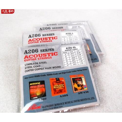 Free shipping 5 Sets Alice A206 (011-052) Stainless Steel Anti-Rust Coat Phosphor Bronze Alloy Wound Acoustic Guitar Strings
