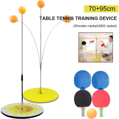Table Tennis Trainer Rebound Ping Pong Trainer Flexible Soft Shaft Ping Pong Balls Paddles Set for Kids Adults Convenient