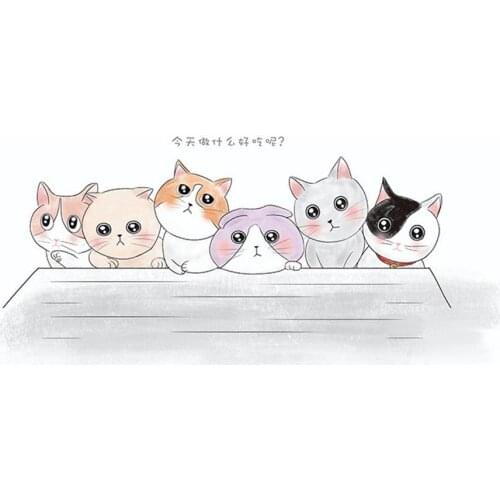 Anti-oil Heat Resistant Cute Cat Wall Tile Sticker Kitchen Bathroom Decal Decor Home Decor Self-Adhesive Stickers