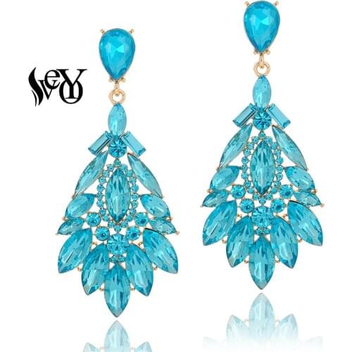 VEYO Classic Luxury Crystal Drop Earrings for Women 4 color Fashion Jewelry Gift
