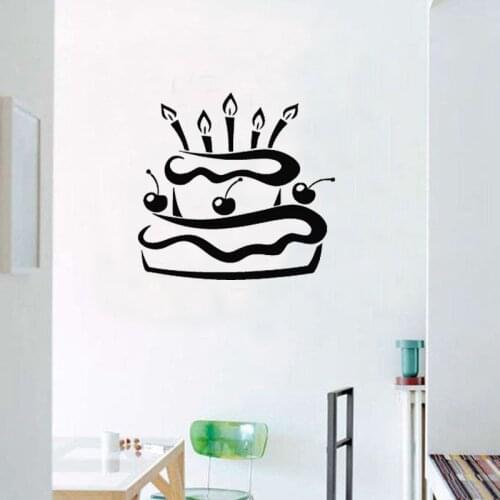 Cherry Pie Cake With Candles Kitchen Wall Decals Home Decor Sticker Kids Children Room Decoration Nursery Wallpaper Poster