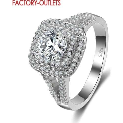 Top Quality Princess Style White Gem CZ Crystal 925 Wedding Finger Crystal Ring Brand Jewelry For Women