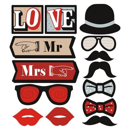 14pcs Funny Photo Booth Props Bride Groom Sparkling Wedding Decoration Bridal Shower Event