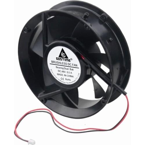 1 pcs Gdstime 48V 170mm x 50mm Metal Case Dual Ball Bearing Industrial DC Cooling Fan 172mm x 51mm Circle Cooler 2Pin 17cm 17251