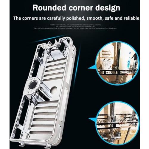2pcs Kitchen Bathroom Shower Shelf Rectangle Detachable Lifting Storage Tray Rack Plastic Holder Bathroom Accessories