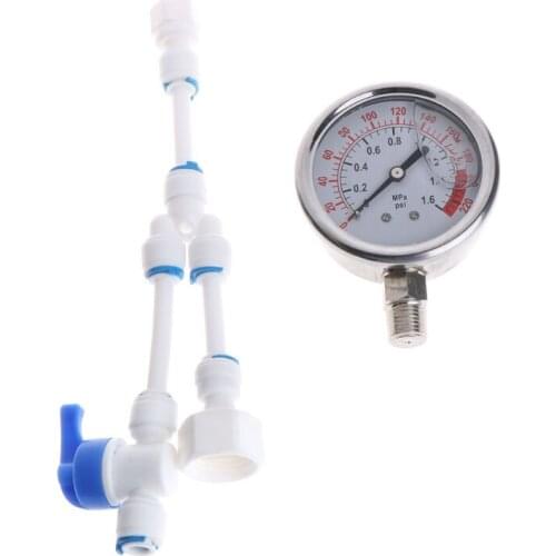 2in1 Water Purifier Tap Pipes Pressure Gauge Test Meter 0-1.6MPA Anti-vibration