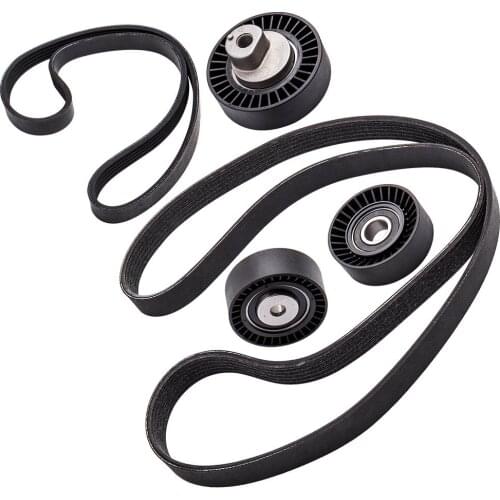 2x V-ribbed belt set + tensioning pulley deflection pulley for Bmw 3 series E46