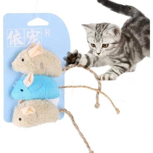 3Pcs Cat Toys Artificial Plush Mouse Catnip Toy Cat Teething Toy For Kittens Pet Supplies Pet Accessories