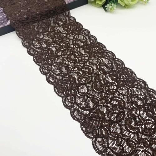 3y/Lot Width 15cm Dark Coffee Stretch Elastic Lace Trim For Lingerie Sewing Craft DIY Apparel Fabric Lace Garment Accessory