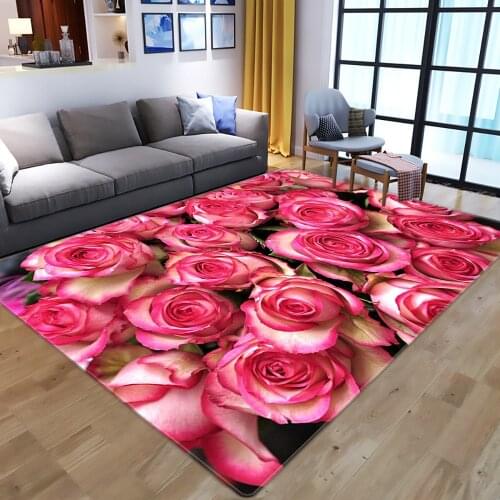 3D Pink Flowers Pattern Carpets for Living Room Bedroom Floor Mat Child Room Play Carpet Wedding Home Hallway decorate Area Rugs