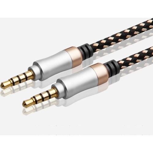 Jack 3.5mm 4 Poles Audio Cable Male To Male Car AUX Extension Cable Gold-Plated Plug For Mobile Phone Flat Notebook Speaker Wire