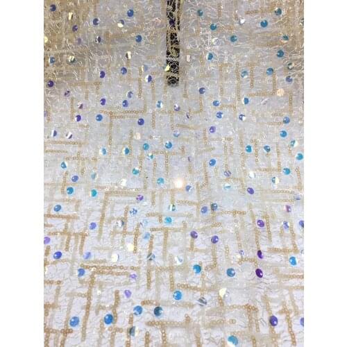 African sequins Lace Fabric 2019 High Quality Lace French Net Embroidery Tulle Lace Fabrics For Nigerian Party Dress DYZP1128-3