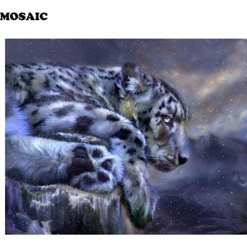 Diamond Painting Full Square black and white Leopard Diamond Embroidery Sale Animals Cross Stitch Rhinestone Diamond Mosaic Gift