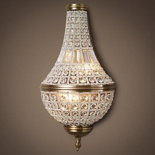 Retro crystal living room background wall lamp classical villa hotel aisle soft decoration wall lamp