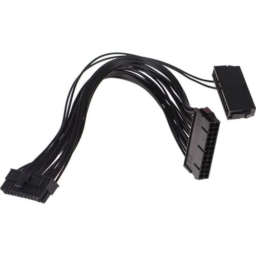 ATX Mining Motherboard Cable 30cm 24 Pin 20+4 Pin Dual PSU Power Supply Splitter Extension Cable Connector