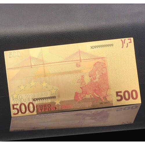24K Gold Plated Banknote Copy Paper Money 500 EURO Bill Collection Home Decoration Crafts