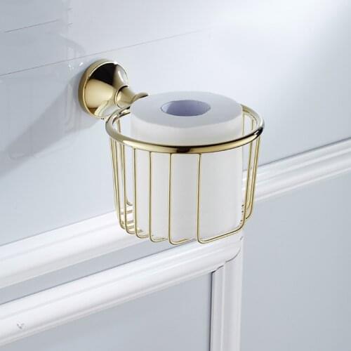White Toilet Paper Holder Black Gold Chrome Bronze Vintage Bathroom WC Tissue Paper Towel Rack Storage Basket Decorative Shelf