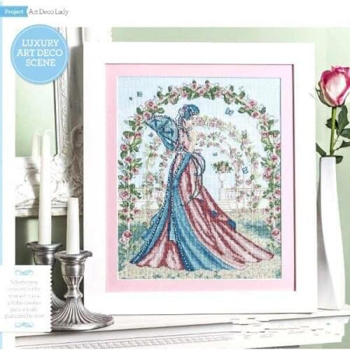 Free Delivery Top Quality Lovely Counted Cross Stitch Kit Art Deco Beauty Rose Woman Lady Girl Bride Beauty Roses Arch Archway
