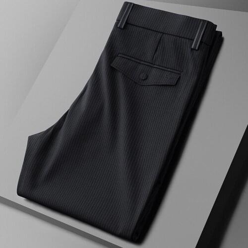 Classic Spring Summer Mens Pants Luxury Stripe Casual Male Trousers High Quality Slim Fit Thin Man Pants 29-40
