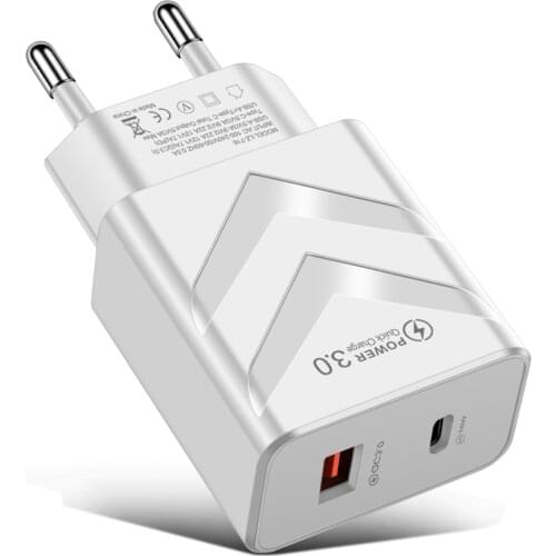 5V3A Mobile Phone Universal Dual USB charger Adapter QC3.0 Quick Charging Charger Portable Fast Charger USB+Type C EU/US/UK Plug