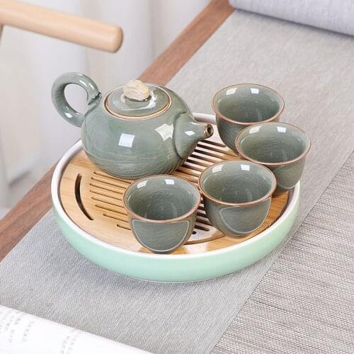 Household ceramic kung fu tea set teapot and cup set Chinese simple office hotel reception drinking tea set friend gift teaware