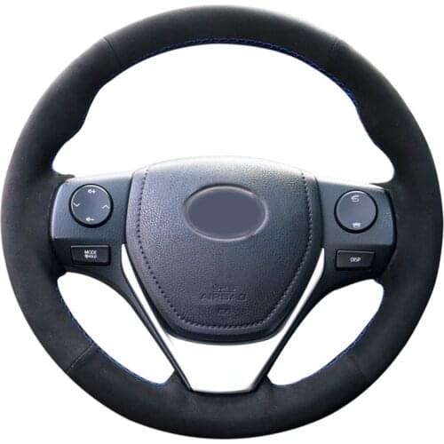 Black Suede DIY Hand-stitched Car Steering Wheel Cover for Toyota RAV4 2013-2019 Corolla 2014-2019 Auris 2013-2016 Scion iM 2016