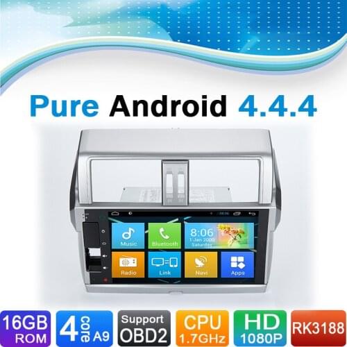 Pure Android 4.4.4 System 10.2 inch Screen Autoradio car gps navigation system for Toyota Prado 2012-2015