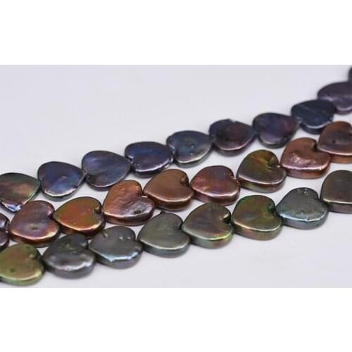 ICNWAY 15inch Natural Freshwater Pearl black coffee 15mm AA heart Beads for Silver 925 Jewelry Making Necklace Bracelet