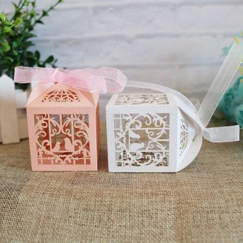 20pcs Bird Love Heart Laser Cut Hollow Favor Box Wedding Party Guests Gift Box Packaging Chocolate Cookie Box Event Party Favors