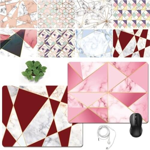 Mouse Pad Game Gamer Mouse Pad Geometric Patterns Waterproof PU Leather Office Gaming Mouse Pad Mat for For Laptop/Computer