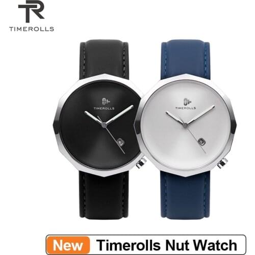 TIMEROLLS NUT Quartz Watch 12 Corner Design Synthetic Sapphire Mirror Luminous Pointer Leather Strap Waterproof Watch