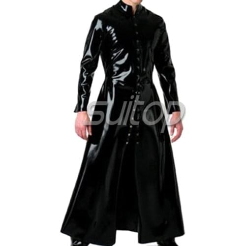 Latex rubber wind coat latex long jacket for man