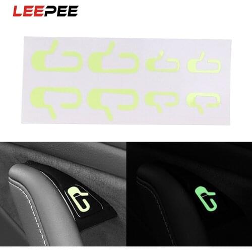 LEEPEE 1 Set DIY Car Door Open Exit Sticker Decal Luminous stickers Interior Accessories Fit For Tesla Model 3