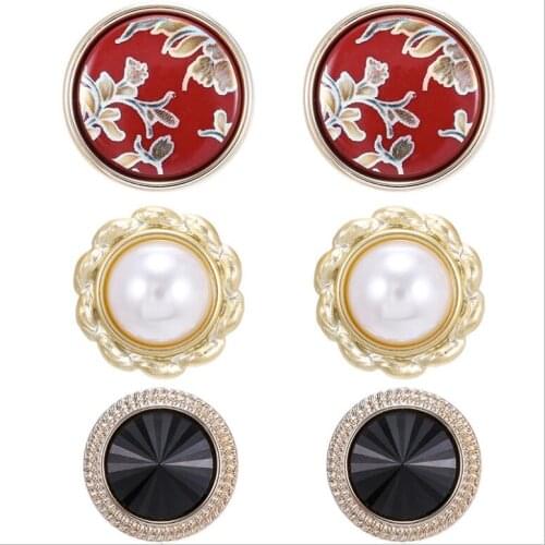 Fashionable women pearl bead earring jewelry girls garden round mix and match 3pairs/set stud earrings gift free shipping