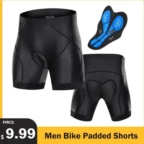 Men Bike Padded Shorts with Anti-Slip Leg Wraps Cycling 3D Padded Underwear Bicycle Padded Riding Shorts Cycling Underwear Short