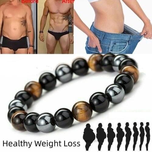 New Magnetic Tiger Eye Hematite Stone Bead Couple Bracelet Health Care Magnet Men Women Help Weight Loss Jewelry Gift
