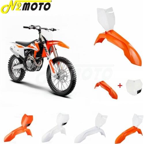 Orange White Plastic Front Number Plate Motorcycle Off Road Enduro Mudguard For EXCF/SXF/SXS/EXC/SX/XC 250/300/350/450 13-16