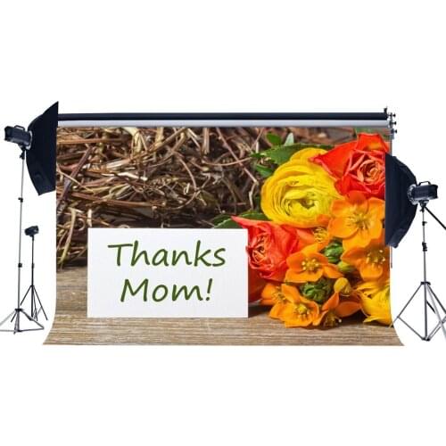 Happy Mothers Day Backdrop Thanks Mom Backdrops Fresh Carnation Flowers Rustic Wood Plank Photography Background