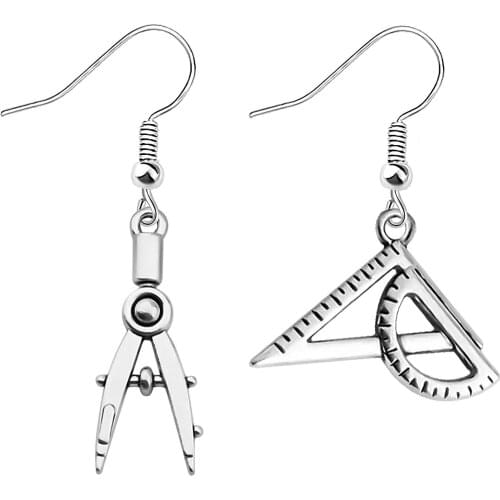 European and American Design Architecture Engineer Creative Compasses Triangle Ruler Earrings Physics Lovers Earrings