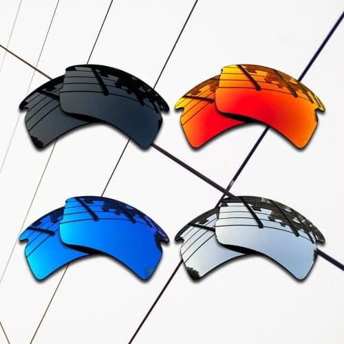 E.O.S 4 Pairs Black & Silver & Ice Blue & Fire Red Polarized Replacement Lenses for Oakley Flak 2.0 OO9295 Sunglasses
