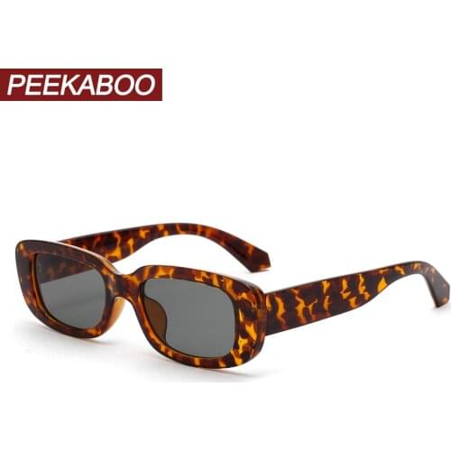 Peekaboo men rectangle sunglasses leopard women 2019 summer ladies sun glasses retro square black pink uv400 dropshipping