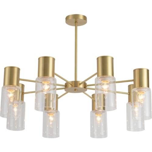 Nordic pure copper glass chandeliers lights living room dining room bedroom designer home modern luxury study pipe lamp lighting